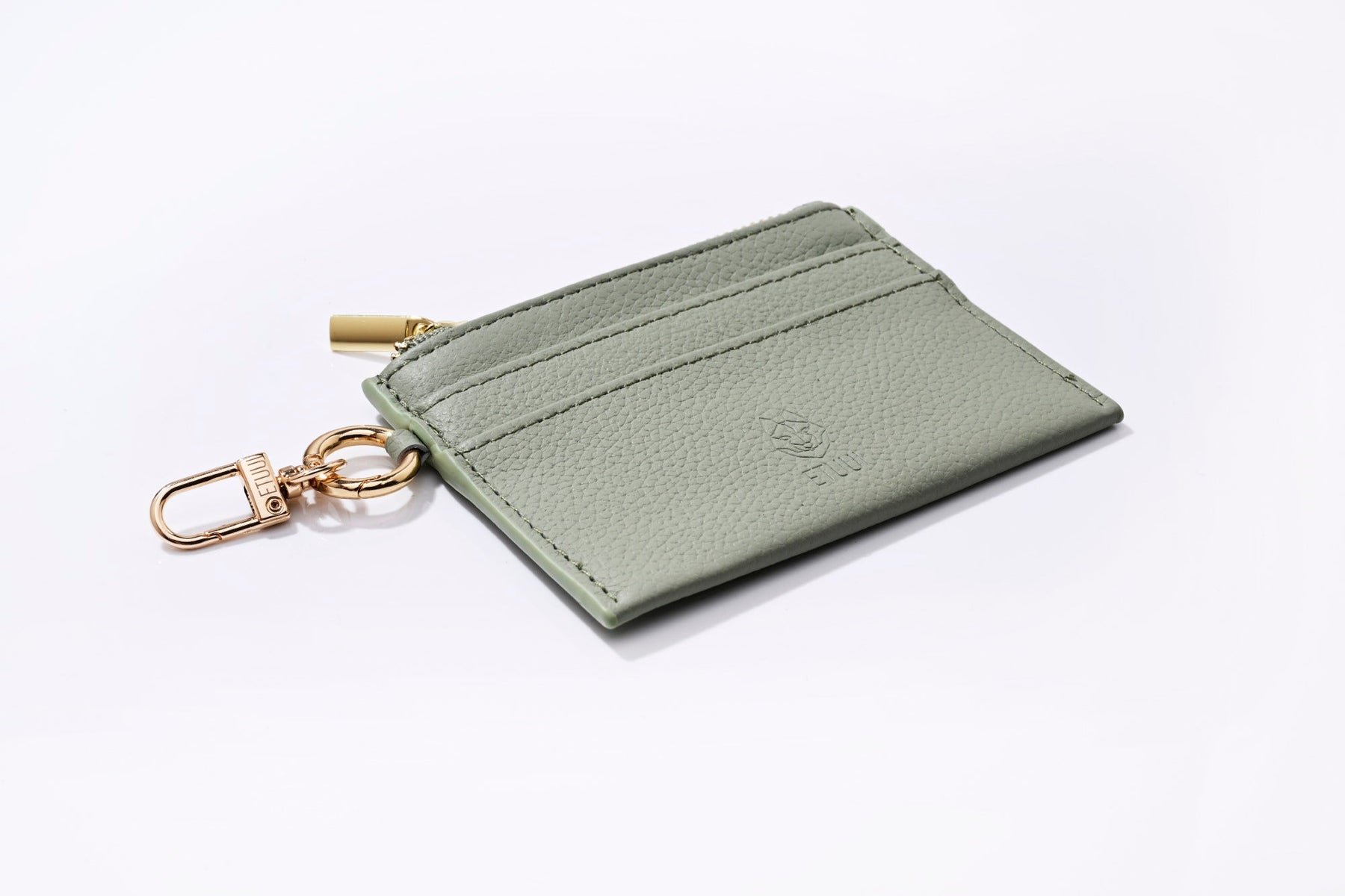 Clip Card Holder with Zipper- Eucalyptus